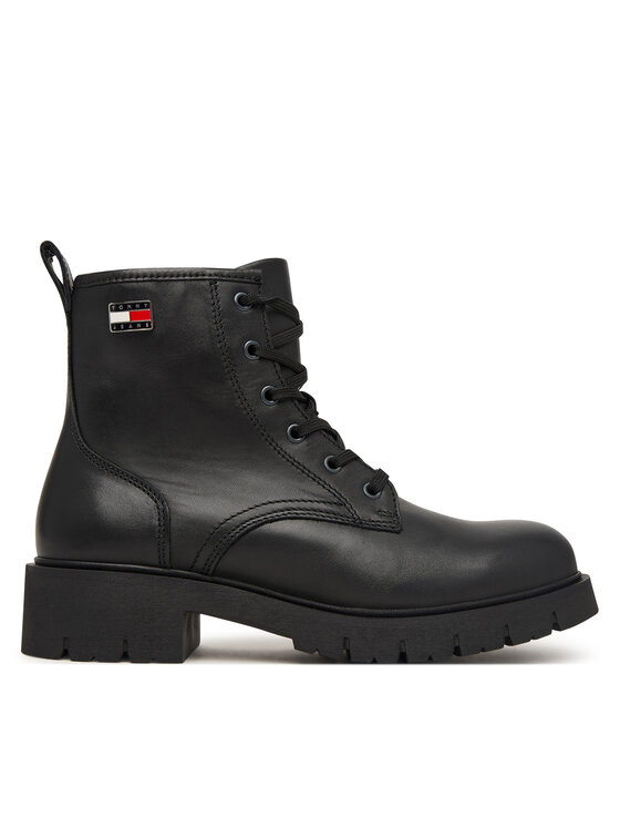 Tommy Jeans Tommy Jeans Turistická obuv Tjw Cleated Lace Up Boots EN0EN03104 Černá