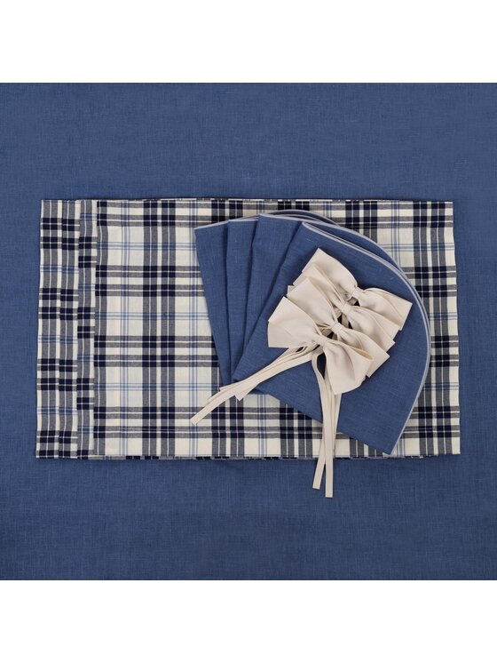 Roseberry Home Roseberry Home Obrus Blue Plaid Biały