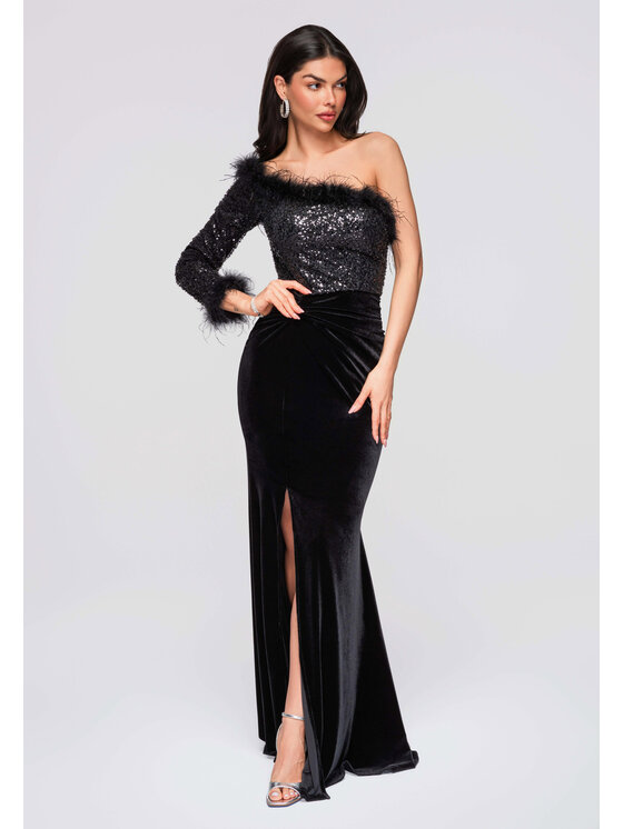 Ombre Ombre Sukienka wieczorowa LA-OM-DLR280 Czarny Regular Fit