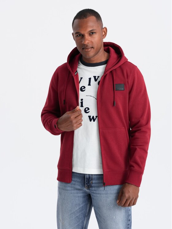 Ombre Ombre Mikina OM-SSZP-0140 Červená Regular Fit