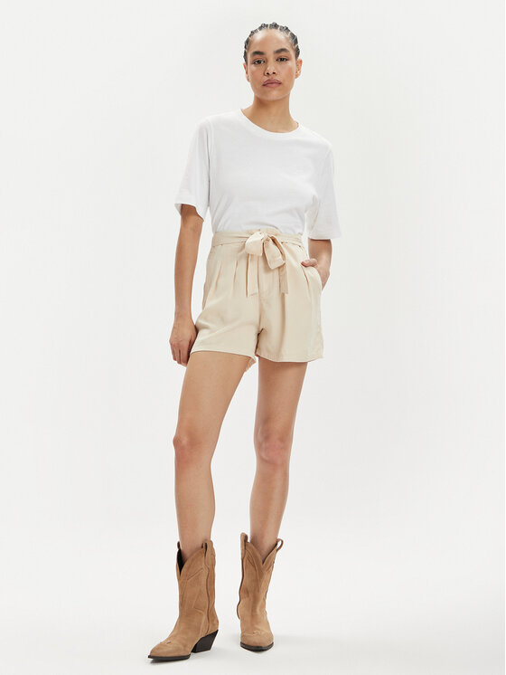 Vero Moda Vero Moda Szövet rövidnadrág Mia 10209543 Bézs Slim Fit