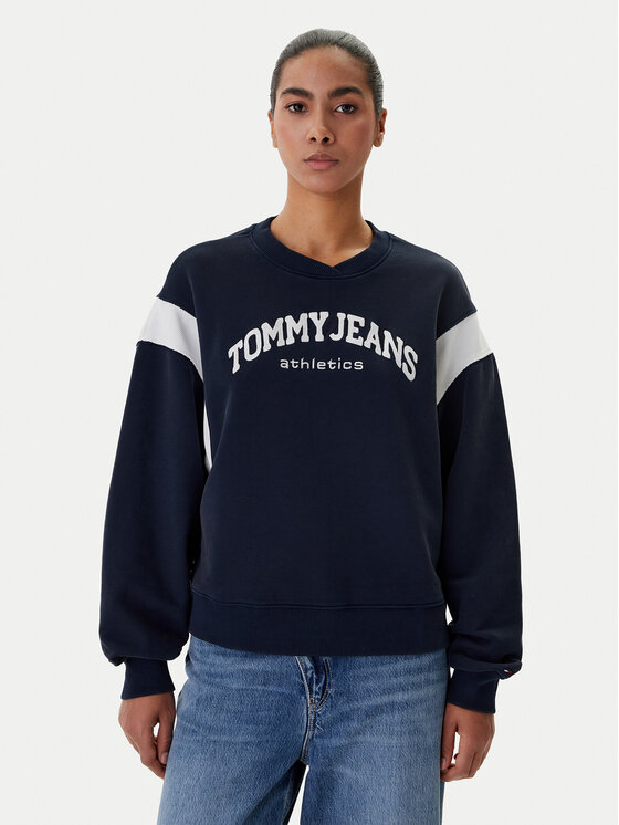 Tommy Jeans Bluză Varsity DW0DW22365 Bleumarin Boxy Fit