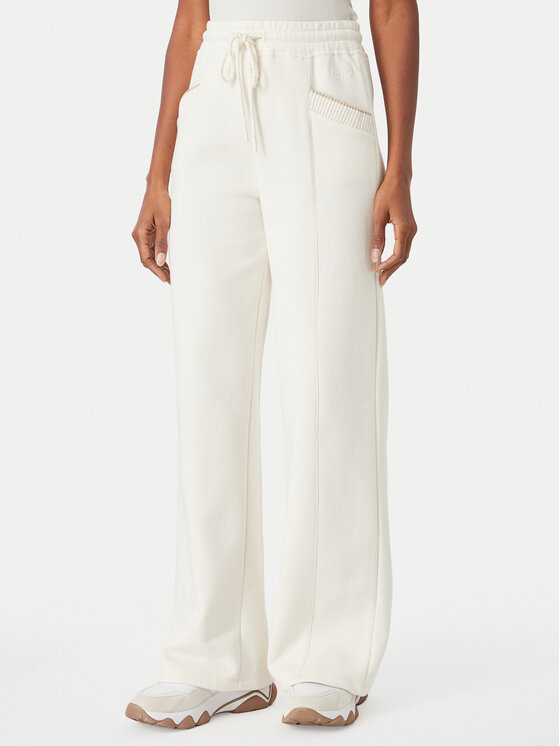 Guess Guess Spodnie dresowe W6YB31 K5319 Kremowy Wide Leg