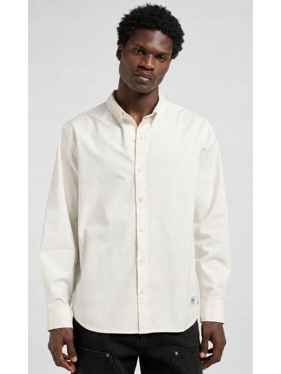 Lee Lee Koszula No Pocket Button Down Biały Relaxed Fit