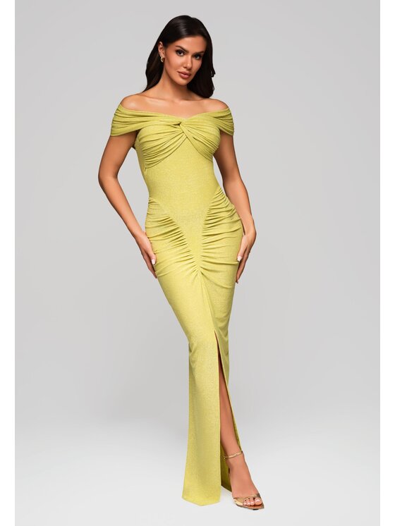 Ombre Ombre Sukienka koktajlowa LA-OM-DLR182 Zielony Regular Fit