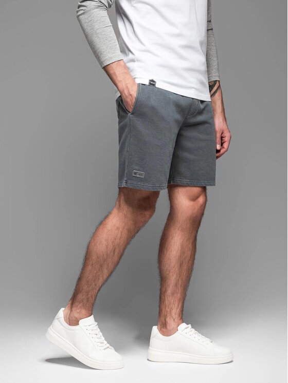 Ombre Ombre Šortky z materiálu OM-SRWS-0122 Šedá Relaxed Fit