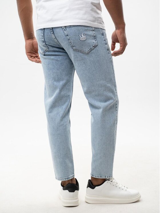 Jigga Wear Jigga Wear Jeansy Spodnie Jeansowe Carrot Męskie Sprane Jasne Niebieskie Jigga Wear Crown M Niebieski Carrot Fit