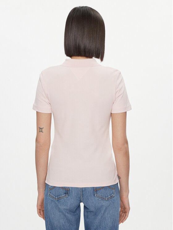 Tommy Hilfiger Tommy Hilfiger Тениска с яка и копчета Logo WW0WW41032 Розов Slim Fit