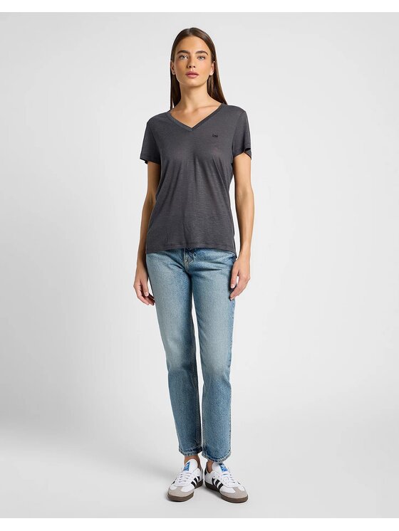 Lee Lee T-Shirt V NECK TEE Szary Regular Fit