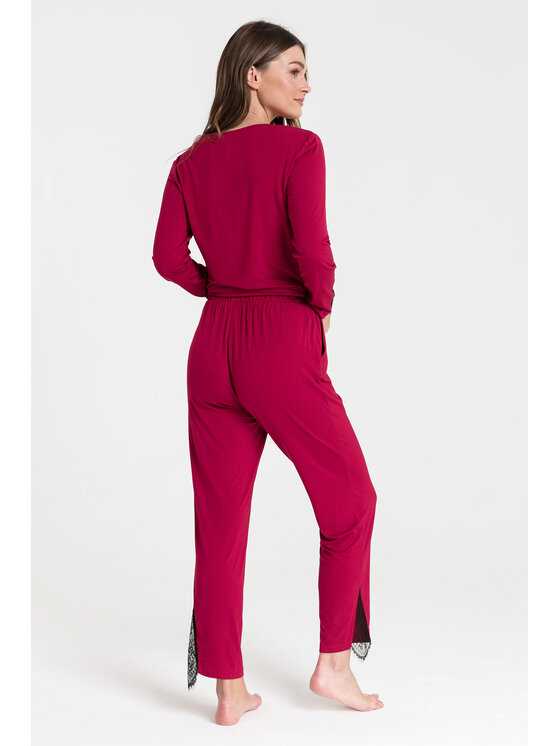 LaLupa LaLupa Spodnie piżamowe LA073 Bordowy Comfortable Fit