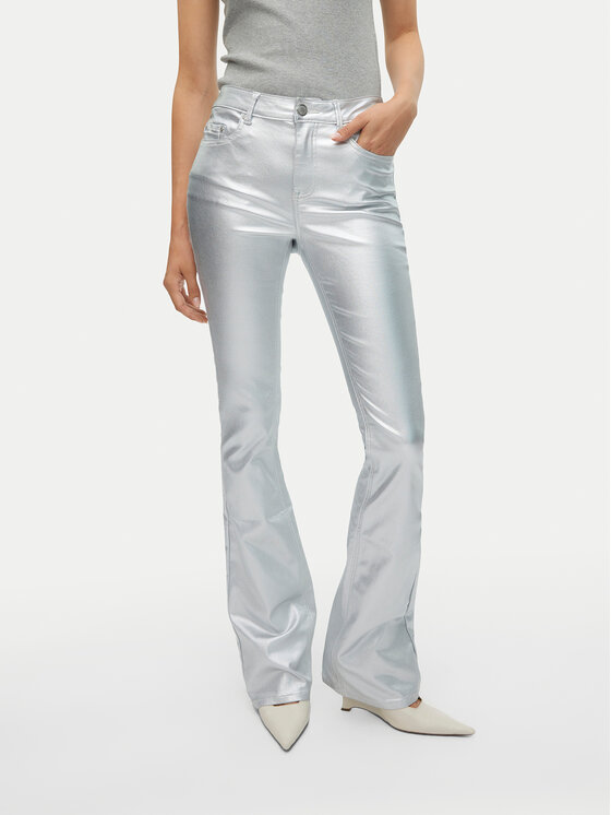 Vero Moda Vero Moda Szövet nadrág Flash 10329072 Ezüst Flared Fit