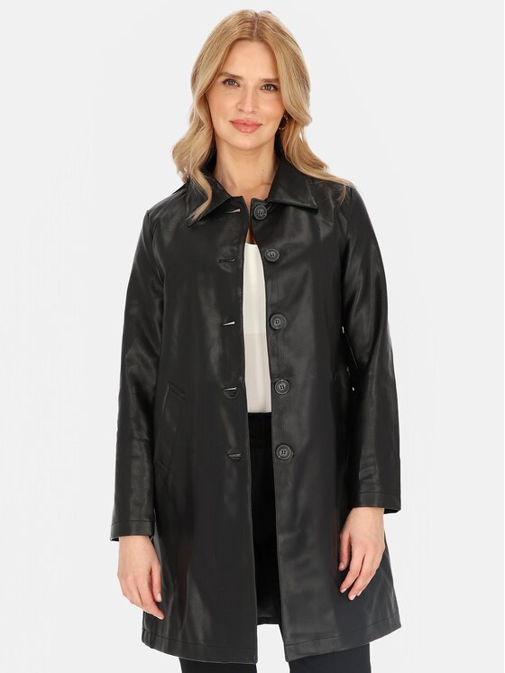 Perso Perso Płaszcz przejściowy BLE252369F Czarny Regular Fit