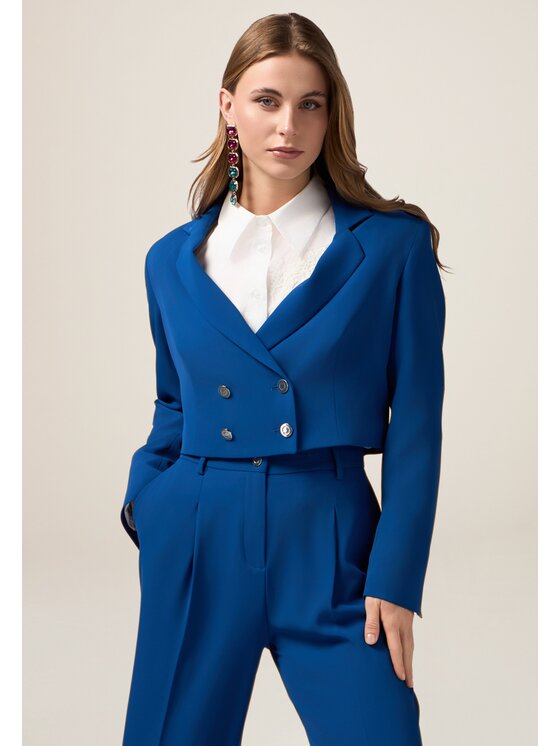 Oltre Oltre Giacca di transizione Q742R004554N024 Turchese Cropp Fit