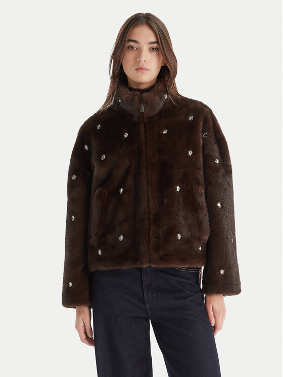 ViCOLO ViCOLO Кожено палто TF0047 Кафяв Regular Fit
