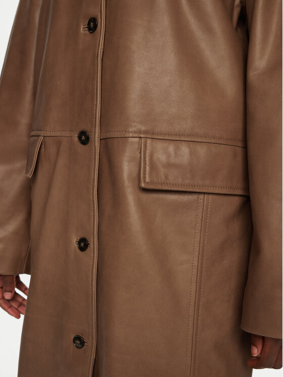 Herskind Herskind Płaszcz skórzany Halston 5470175 Brązowy Loose Fit