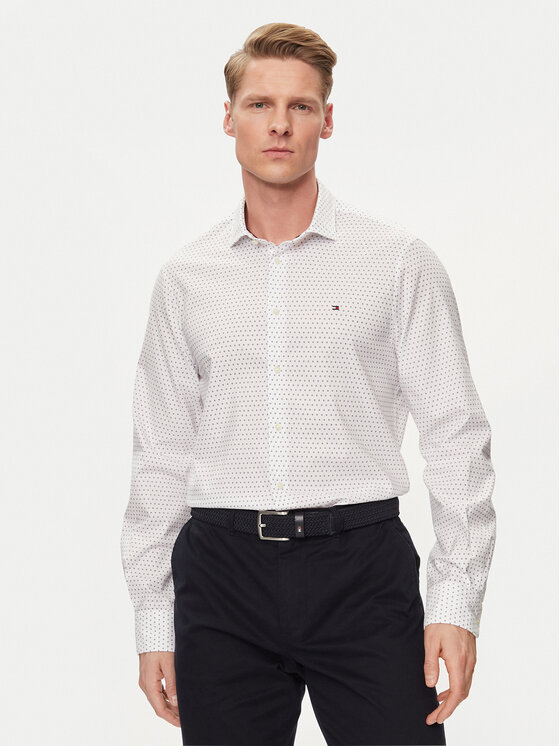 Tommy Hilfiger Košeľa Circle MW0MW34649 Biela Slim Fit