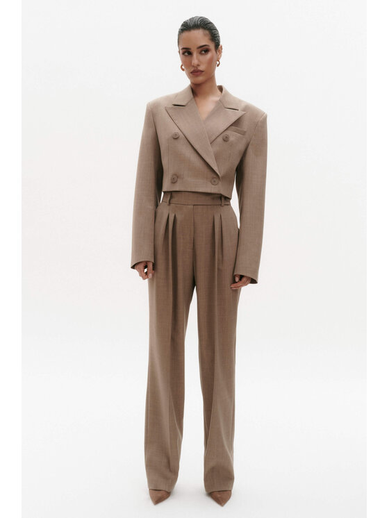BENU BENU Spodnie materiałowe Karmelowe Beżowy Modern Slim Fit