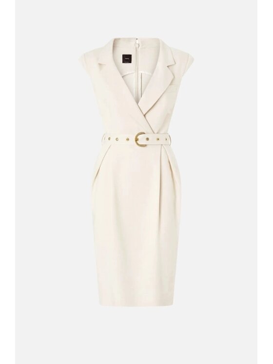 PINKO PINKO Košilové šaty Midi wrap dress with belt Krémová Regular Fit