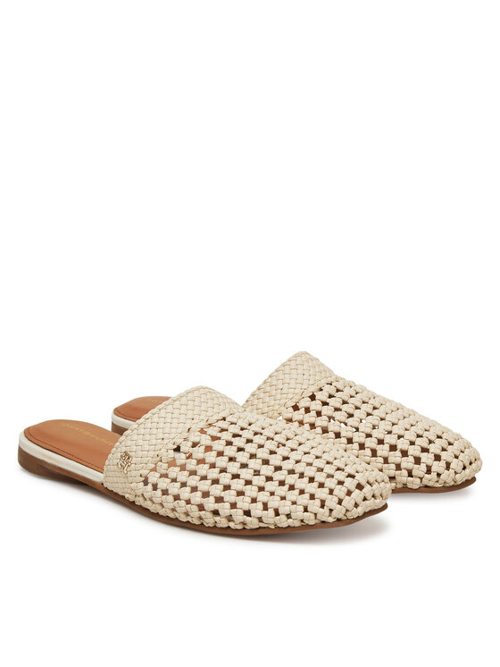 Tommy Hilfiger Tommy Hilfiger Şlapi Crochet Mule FW0FW08413 Écru