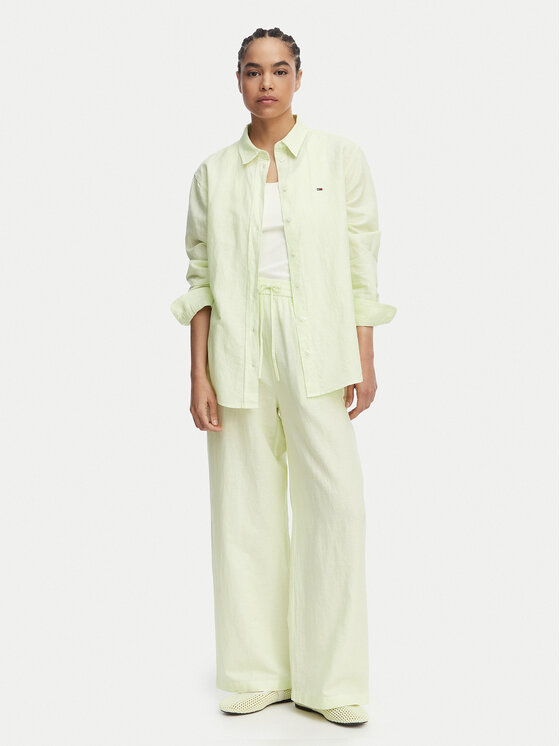 Tommy Jeans Tommy Jeans Pantaloni di tessuto DW0DW22285 Verde chiaro Loose Fit