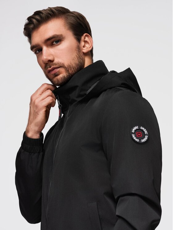Ombre Ombre Kurtka przejściowa OM-JANP-0222 Czarny Regular Fit