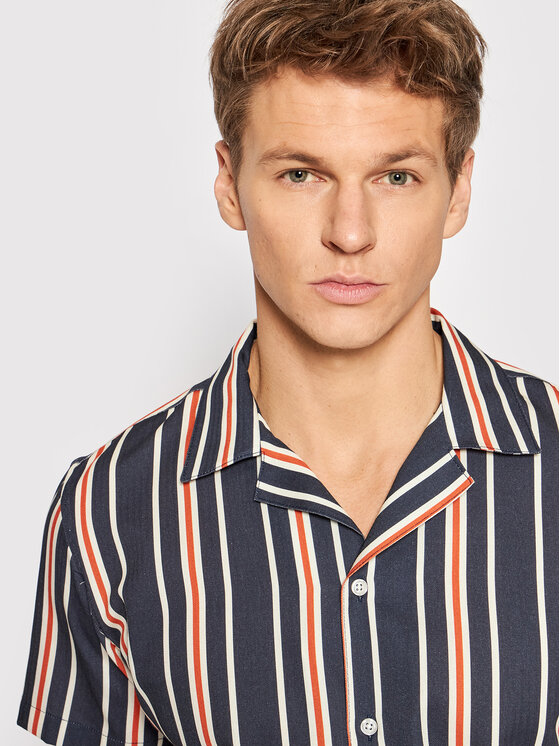 Selected Homme Selected Homme Риза Vertical Resort 16086015 Тъмносин Slim Fit