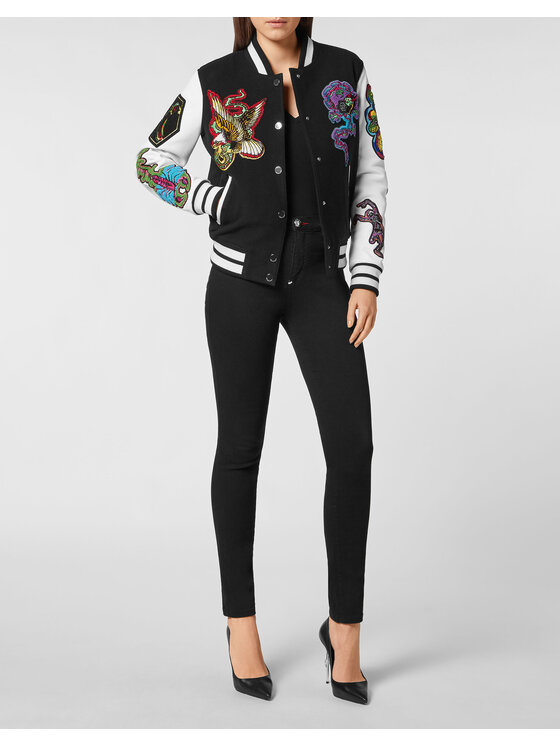 PHILIPP PLEIN PHILIPP PLEIN Kurtka skórzana 3455 Czarny Slim Fit