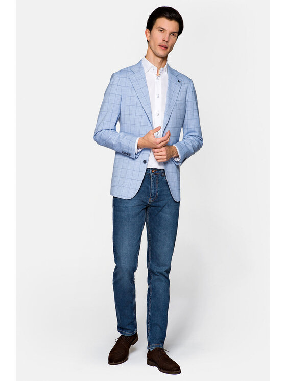 Lancerto Lancerto Marynarka Alamosa Błękitny Slim Fit