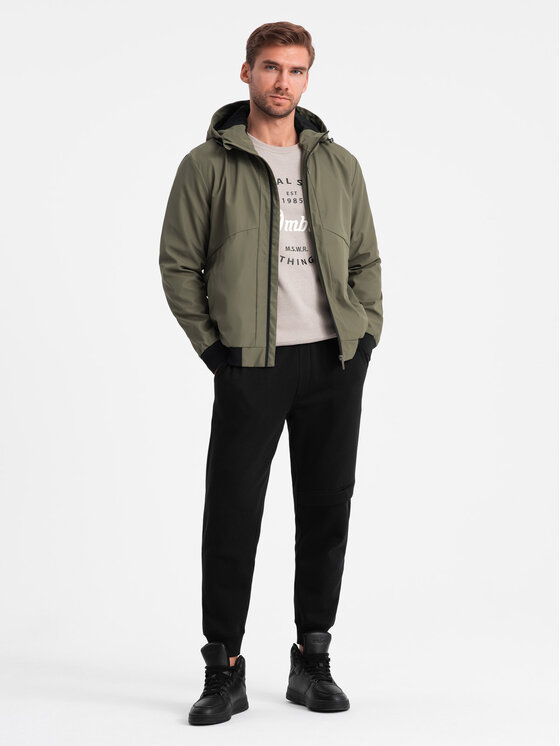 Ombre Ombre Kurtka przejściowa OM-JANP-0149 Khaki Regular Fit