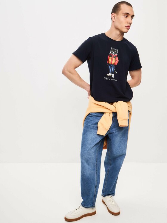 CAT by maniita lacitta CAT by maniita lacitta T-Shirt Printed men's t-shirt with CAT Niebieski Regular Fit