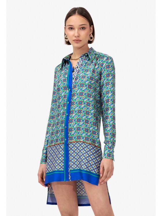 sax35th sax35th Bluzka PEONY Niebieski Casual Fit
