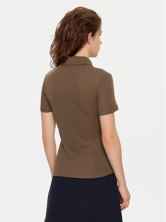 Tommy Hilfiger Tommy Hilfiger Polo WW0WW44446 Smeđa Slim Fit