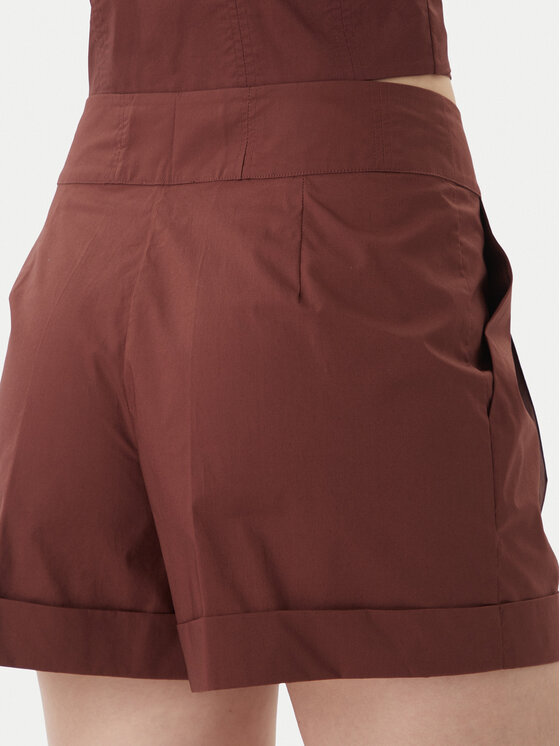 Patrizia Pepe Patrizia Pepe Riidest šortsid 2P1751/A9B9-B887 Tumepruun Regular Fit