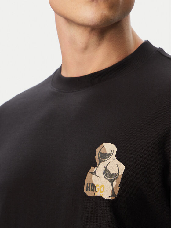 HUGO HUGO Тишърт Detzi 50563795 Черен Relaxed Fit