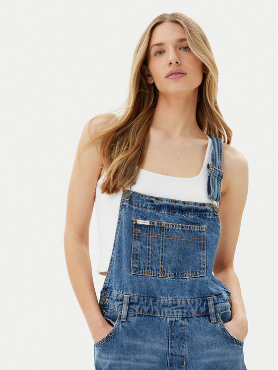 Guess Guess Kelnės su petnešomis W5GD0Z D5O11 Tamsiai mėlyna Regular Fit