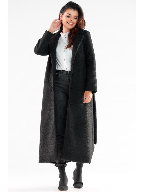Awama Awama Płaszcz A547 Czarny Basic Fit