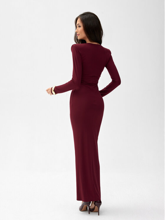 Roco Fashion Roco Fashion Sukienka wieczorowa Eloria Bordowy Slim Fit