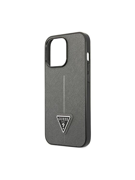 Guess Guess Etui na telefon Saffiano Triangle Logo Case Srebrny