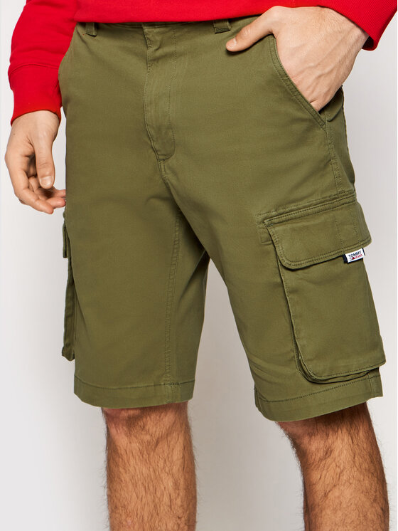Tommy Jeans Stoffshorts Washed Cargo DM0DM11078 Grün Regular Fit • Modivo.de