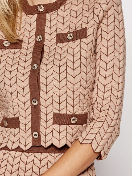 Elisabetta Franchi Elisabetta Franchi Pletena jopica MK-63S-06E2 Rjava Slim Fit
