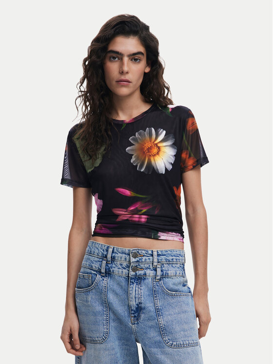 Desigual Desigual T-Shirt Des Moines 25SWTK88 Μαύρο Regular Fit
