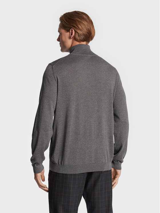 BOSS Boss Bluză cu gât Musso-P 50468262 Gri Slim Fit