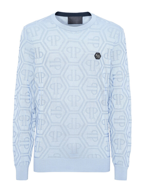 PHILIPP PLEIN PHILIPP PLEIN Longsleeve 22215 Błękitny Regular Fit
