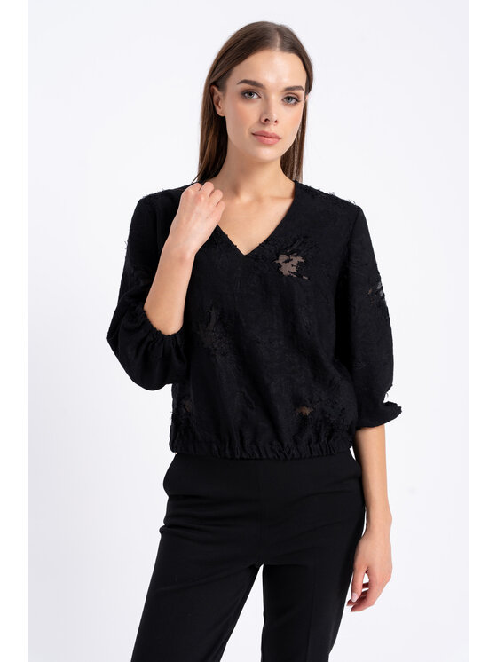 CLICK CLICK Bluzka 10-6947 Czarny Loose Fit