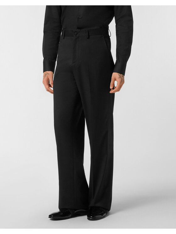 PHILIPP PLEIN PHILIPP PLEIN Spodnie materiałowe 24127 Czarny Wide Fit