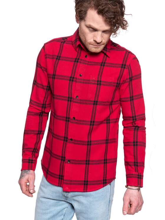 Wrangler Wrangler Camicia LS 1PKT SHIRT Rosso Regular Fit
