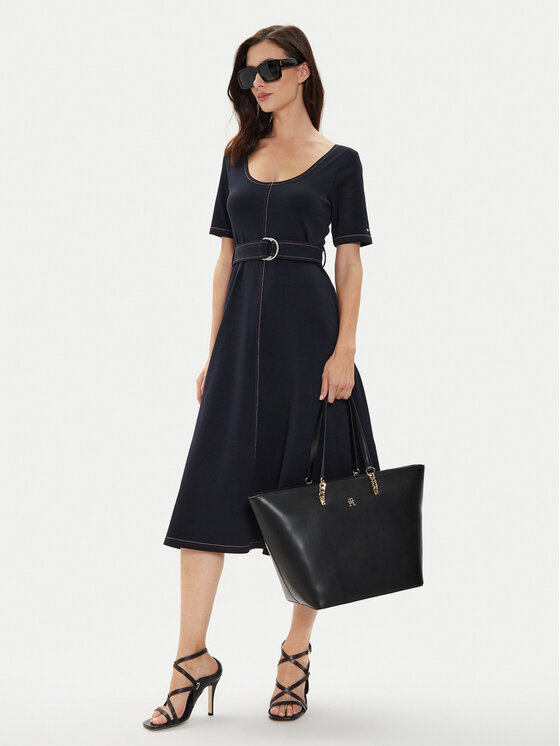 Tommy Hilfiger Tommy Hilfiger Rochie de zi WW0WW42431 Bleumarin Regular Fit