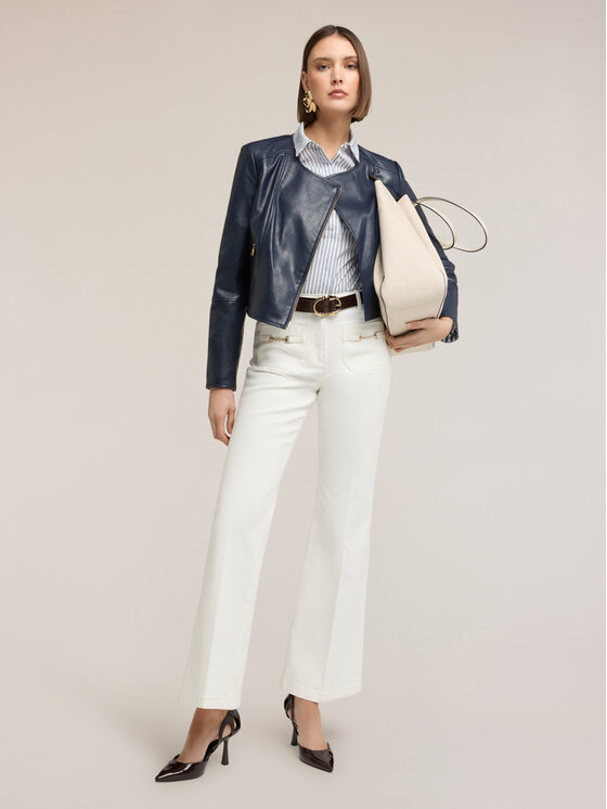 Motivi Motivi Pantaloni di tessuto P701Q004371N011 Bianco Flare Fit