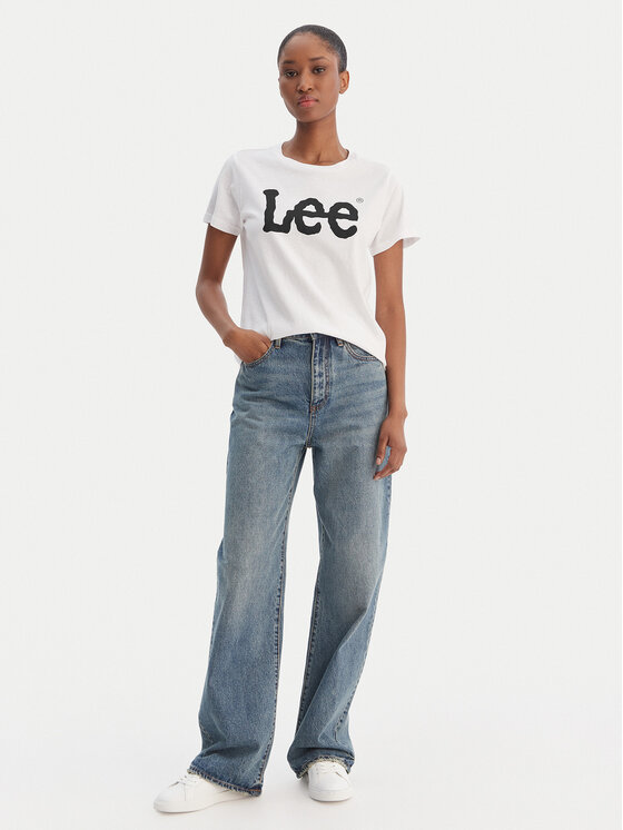 Lee Lee T-särk Logo Tee L42UER12 112109470 Valge Regular Fit
