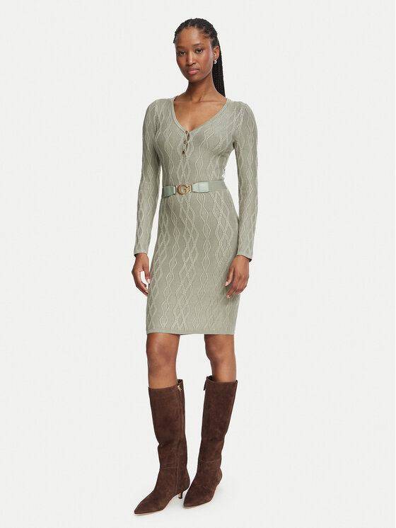 Guess Guess Sukienka dzianinowa W6BK62 Z1567 Zielony jasny Slim Fit